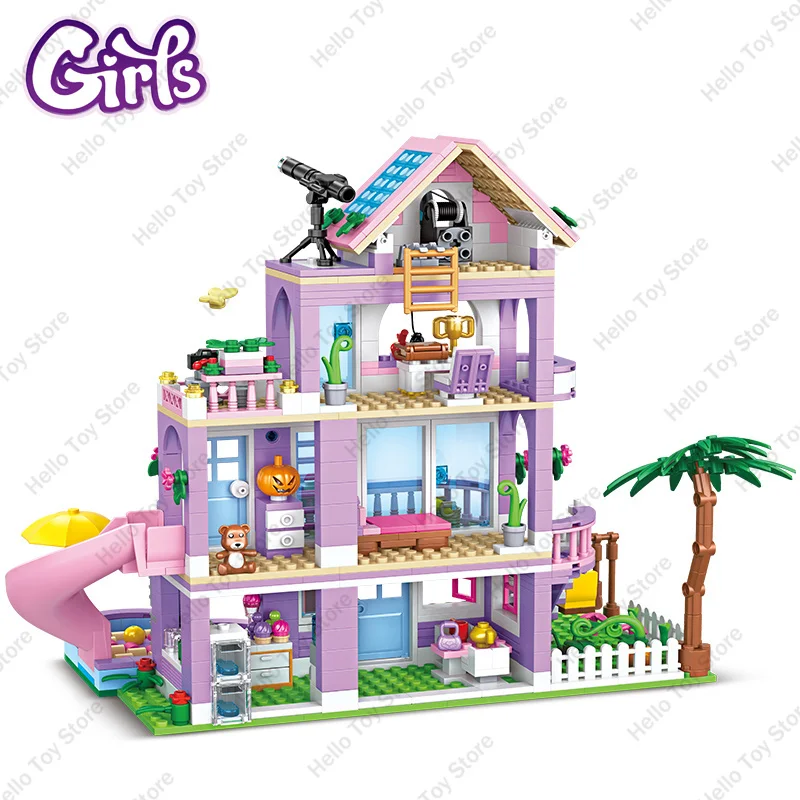 2025 meninas cidade série castelo vista de rua estrela villa blocos de construção amizade árvore casa modelo tijolos amigos brinquedos presentes do miúdo