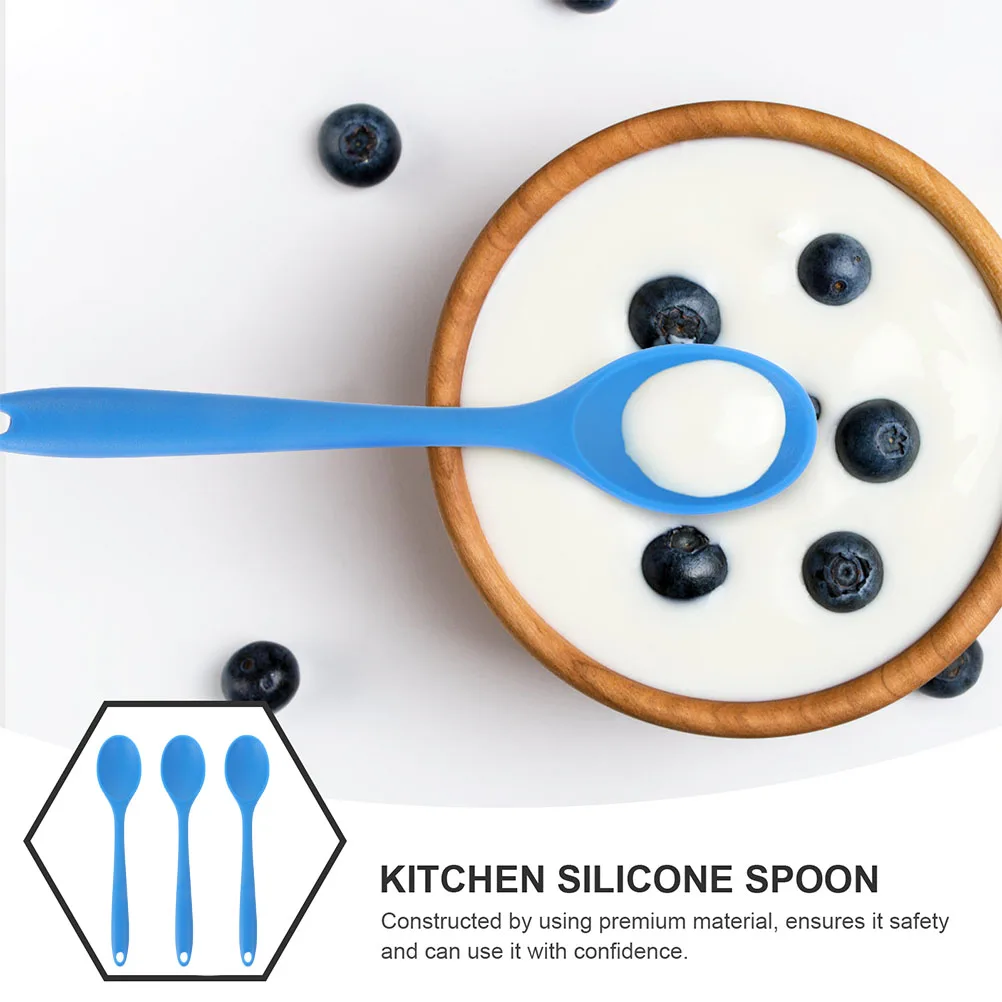 

3pcs Household Soup Spoon Multi-Function Silicone Spoons Ergonomic Long Handle For Soup Porridge Non-Stick Easy Clean Kitchen