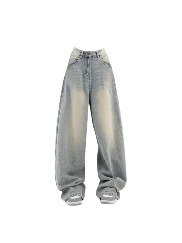 Frauen Vintage Baggy Blue Jeans hohe Taille Jeans hose 1920er Jahre Y2k Harajuku Mode 90er Jahre ästhetische breite Hosen trashy Kleidung 2000