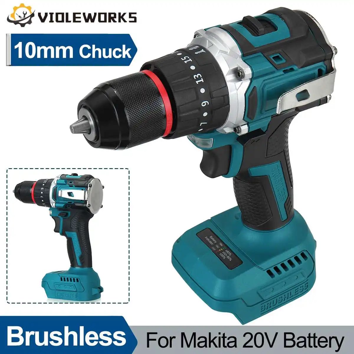 

25+3 Torque Two Speed Brushless Impact Drill Cordless Electric Screwdriver Wrench 3in1 Power Tool for Makita 20V Battery