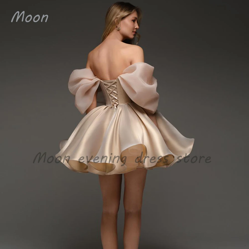 Moon Girl's strapless knee-length short sleeve formal occasion dress Pommel dress Satin Birthday wedding party prom evening gown