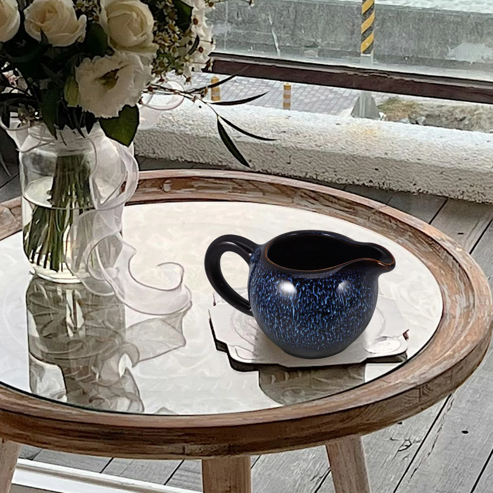 

Small Ceramic Pitcher Milk Jug Porcelain Creamer Jug for Salad Dressing Hot Butter Syrup Easy to Clean Multi Use