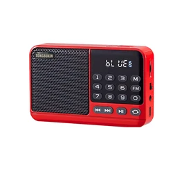 미니 디지털 포켓 라디오 무선 블루투스 5.3 스피커, FM 76 ~ 108MHZ TF USB MP3 플레이어, 18650 충전식 리튬 배터리 포함