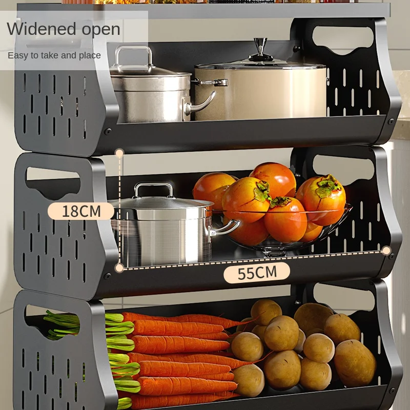 

YFY Vegetable Basket Shelf Floor Multi-Layer Storage Basket Multi-Functional Mobile Trolley