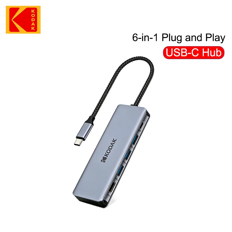 

Kodak Five-In-One Multi-Function Card Reader Hub/Usb Hub T344, Sd/Tf Card Reader with USB 3.0, USB 2.0, Type-C Interface Mini Sd
