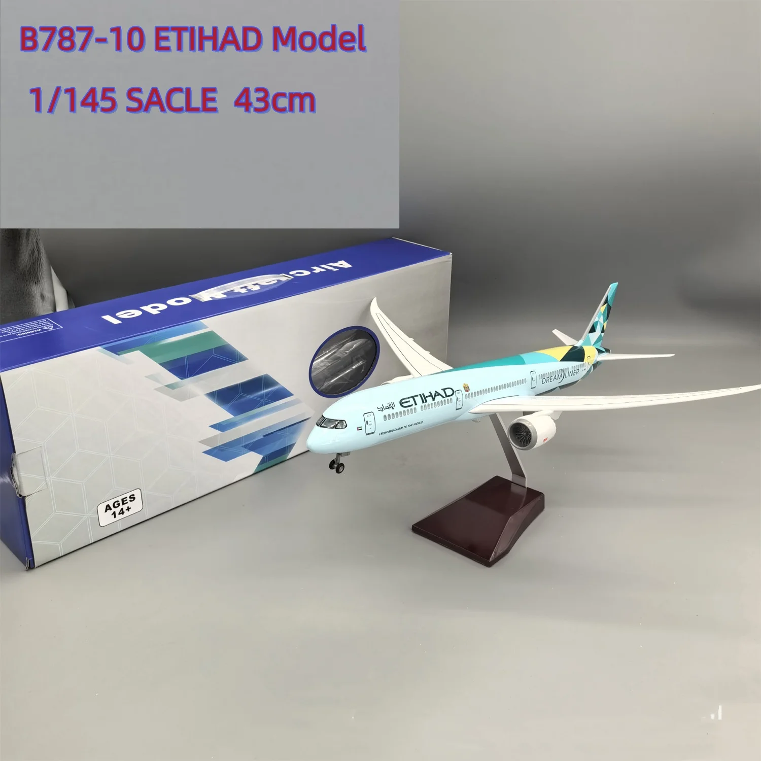 

43cm 787 Dreamliner Etihad Aircraft Model 787-10 Miniature Airplane Resin Souvenir Plane Gift Pre-Built Model Collected