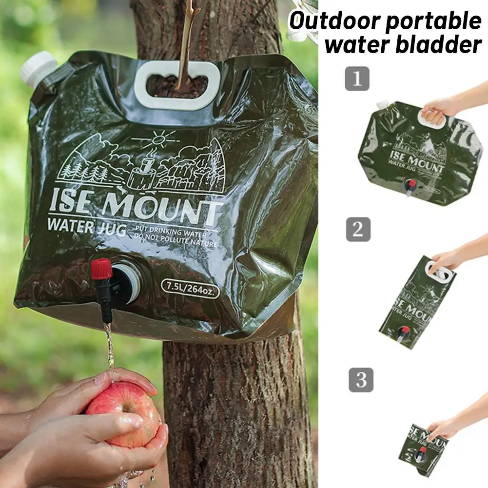 

New 7.5L Outdoor Folding Water Storage Bag Large Capacity Valve Supplies Camping Plastic With Bucket Portable Bag Water J2B1