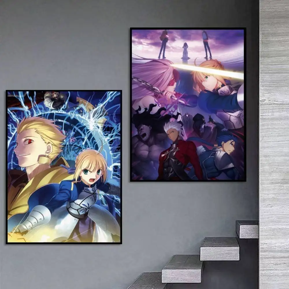 Anime F-Fate Series Design Poster Self-adhesive Art Waterproof Paper Sticker Coffee House Bar Room