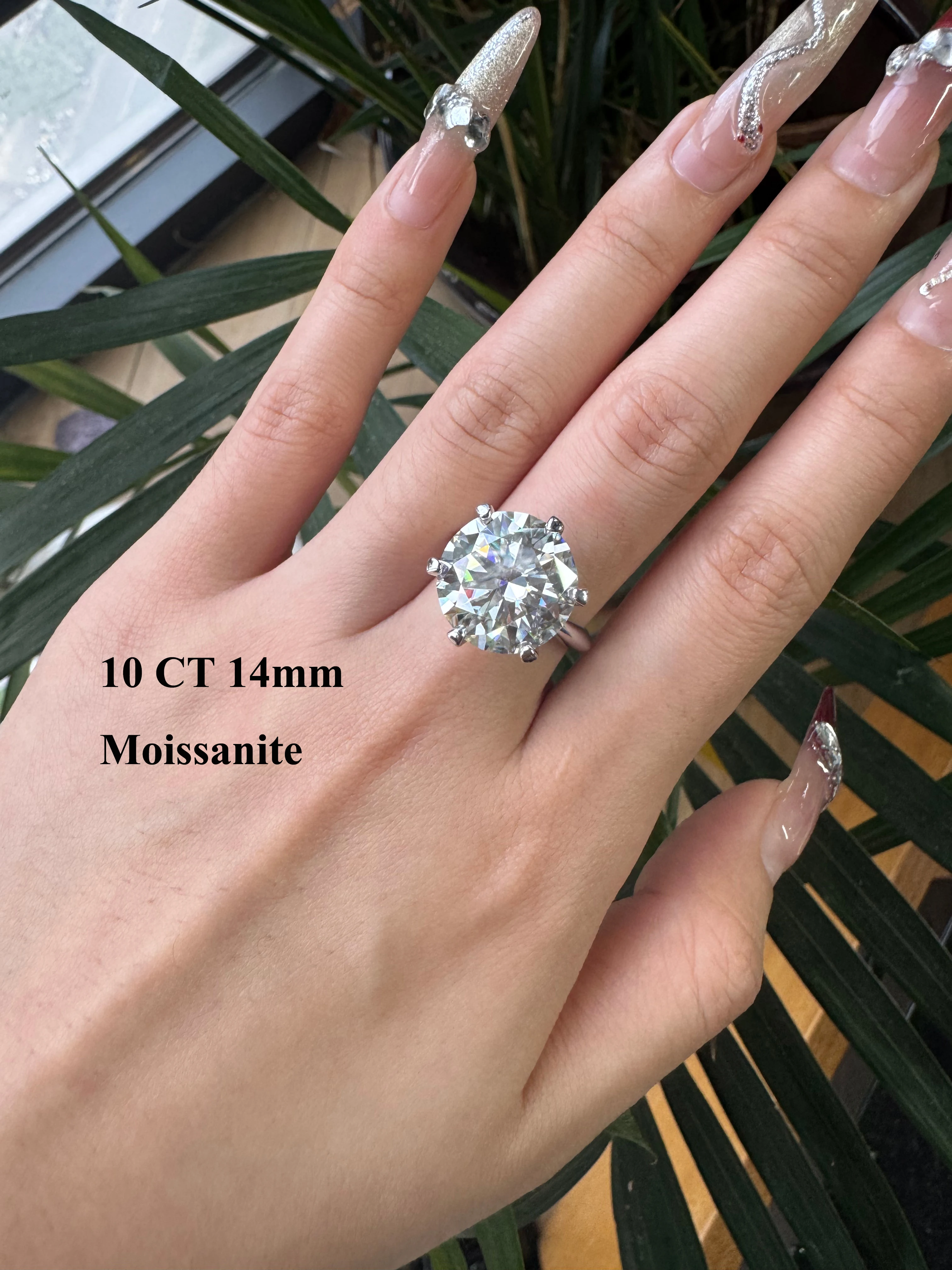 EWYA GRA Certificato 0.5-10CT D Colore Moissanite Solitario Anelli di fidanzamento per le donne Argento 925 Matrimonio Sposa Grande fascia di diamanti