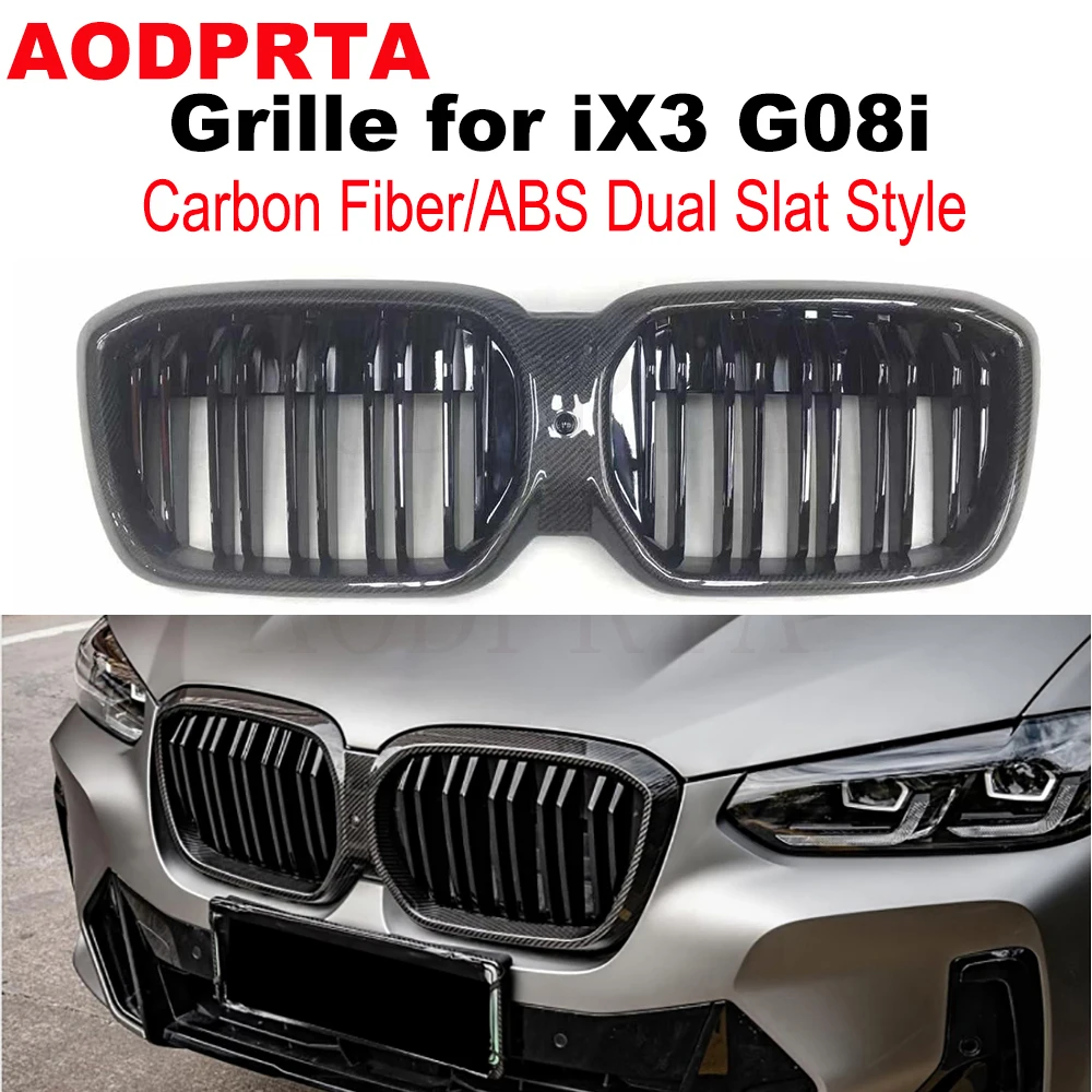 

Real Carbon Fiber Front Bumper Grille Grill Mesh Hood for BMX iX3 G08i 2022-2024 Electric Battery Tram