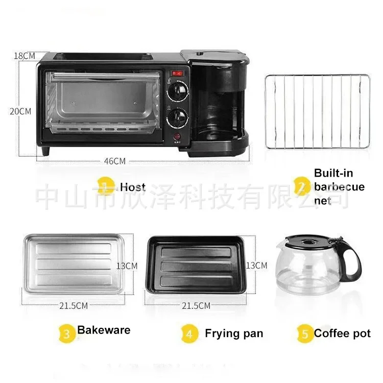 3-in-1 Breakfast Machine Baking Timer Function Home Automatic Toaster Sandwich Maker