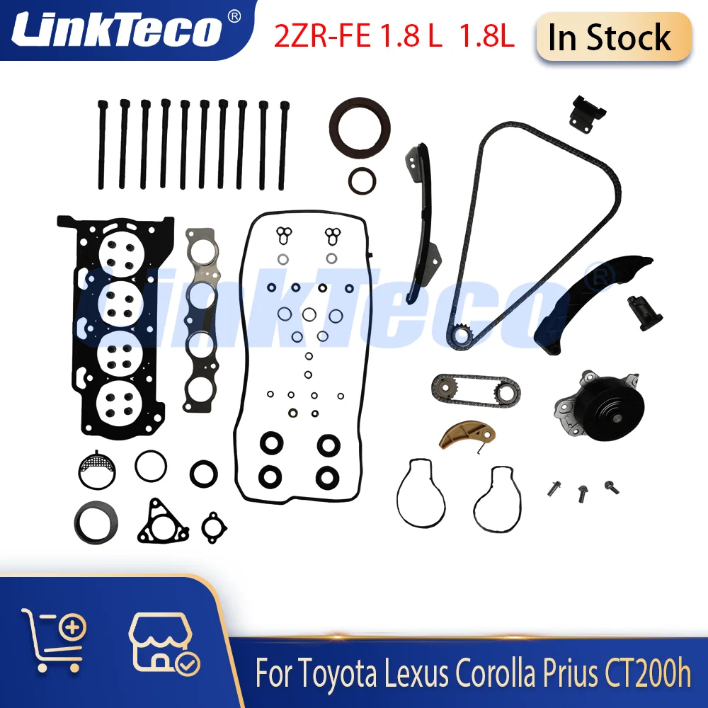 2ZR-FE Cylinder Full Gasket Set Water Pump Timing Kit Bolt For 10-20 1.8 L Toyota Prius Corolla LEXUS CT200H Engine Rebuild Kit
