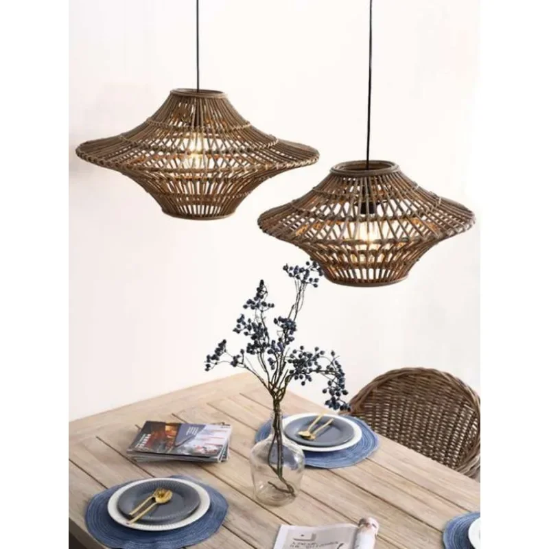 

Retro rattan chandelier, living room South East Asia simple modern lamps, homestay style lighting