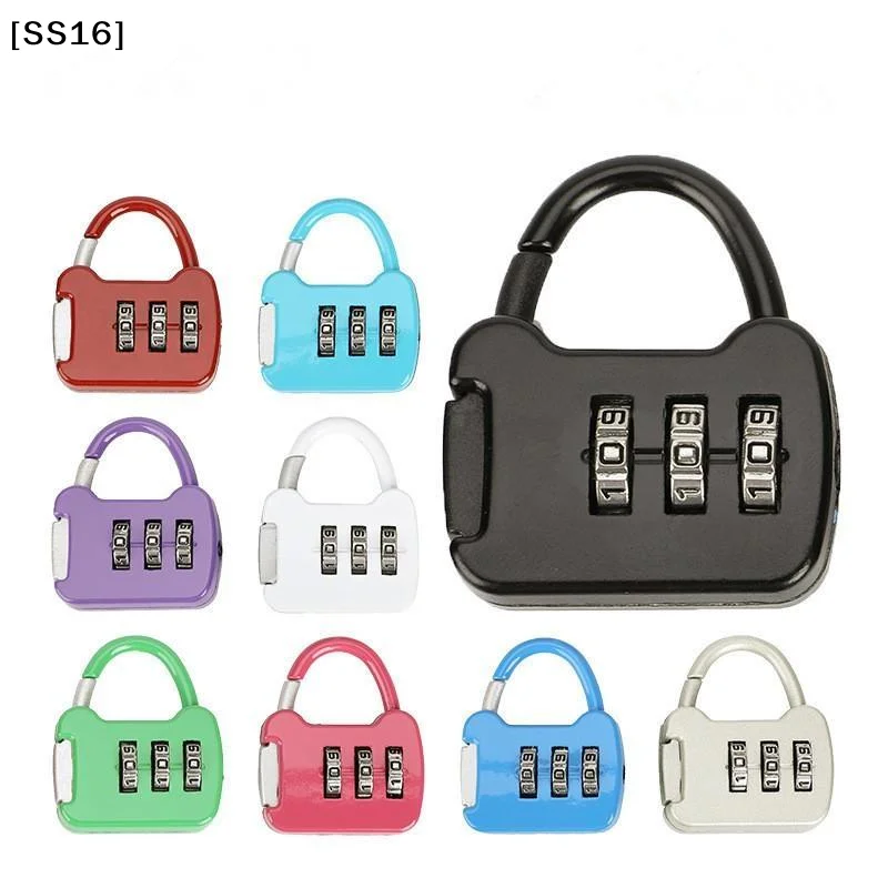 〔SS16〕3 Digit Combination Padlock Zinc Alloy Mini Password Lock Colorful Anti Theft Lock For Luggage Gym Locker Cabinet