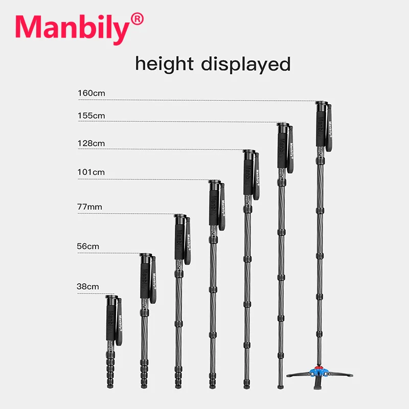 Manbily C-555 Carbon Fiber Monopod For Phone DSLR Camera Vlog Video Camcorder Portable  Photography Bracket Professional