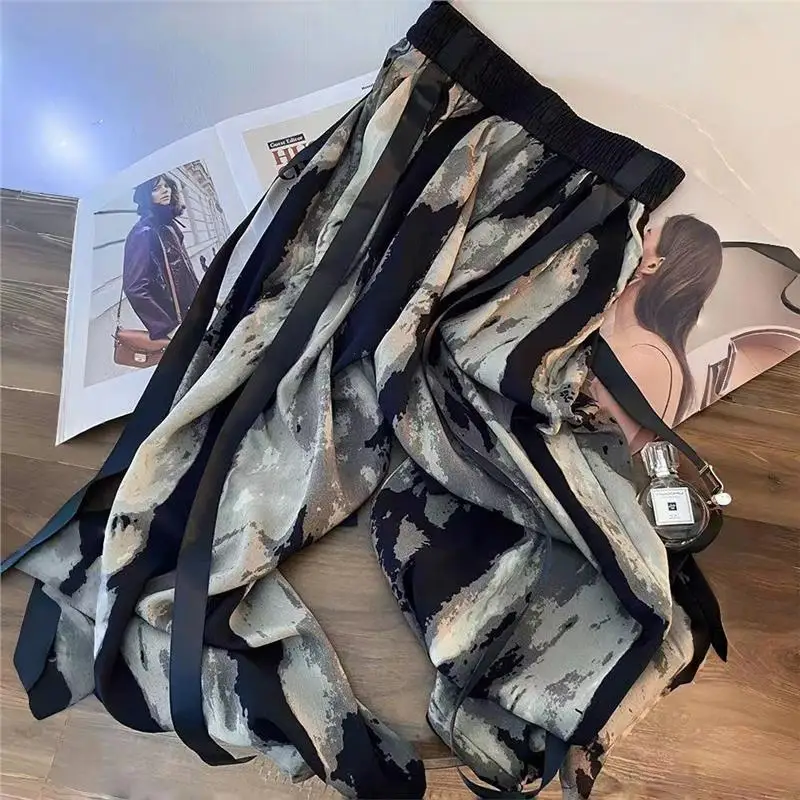 

Large Size Wide Leg Pants Men Women Casual Summer New Sle Print Drape Straight Leg Pants Feng ui Ink Painting Design