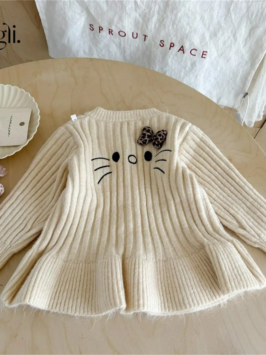 

Модный вязаный кардиган для девочек KT Sle, осенняя коллекция Sli, корейская версия, универсальный свитер, верхняя одежда для девочек