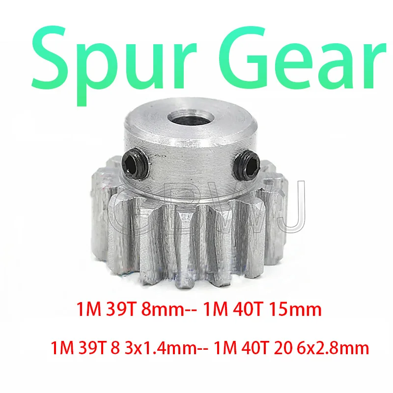 

1Pcs 45# Steel 1 Module Spur Gear Motor Gear 1M 39T/40T/ No Quenching Mechanical Transmission Gear Bore 8/10/12/8-20mm