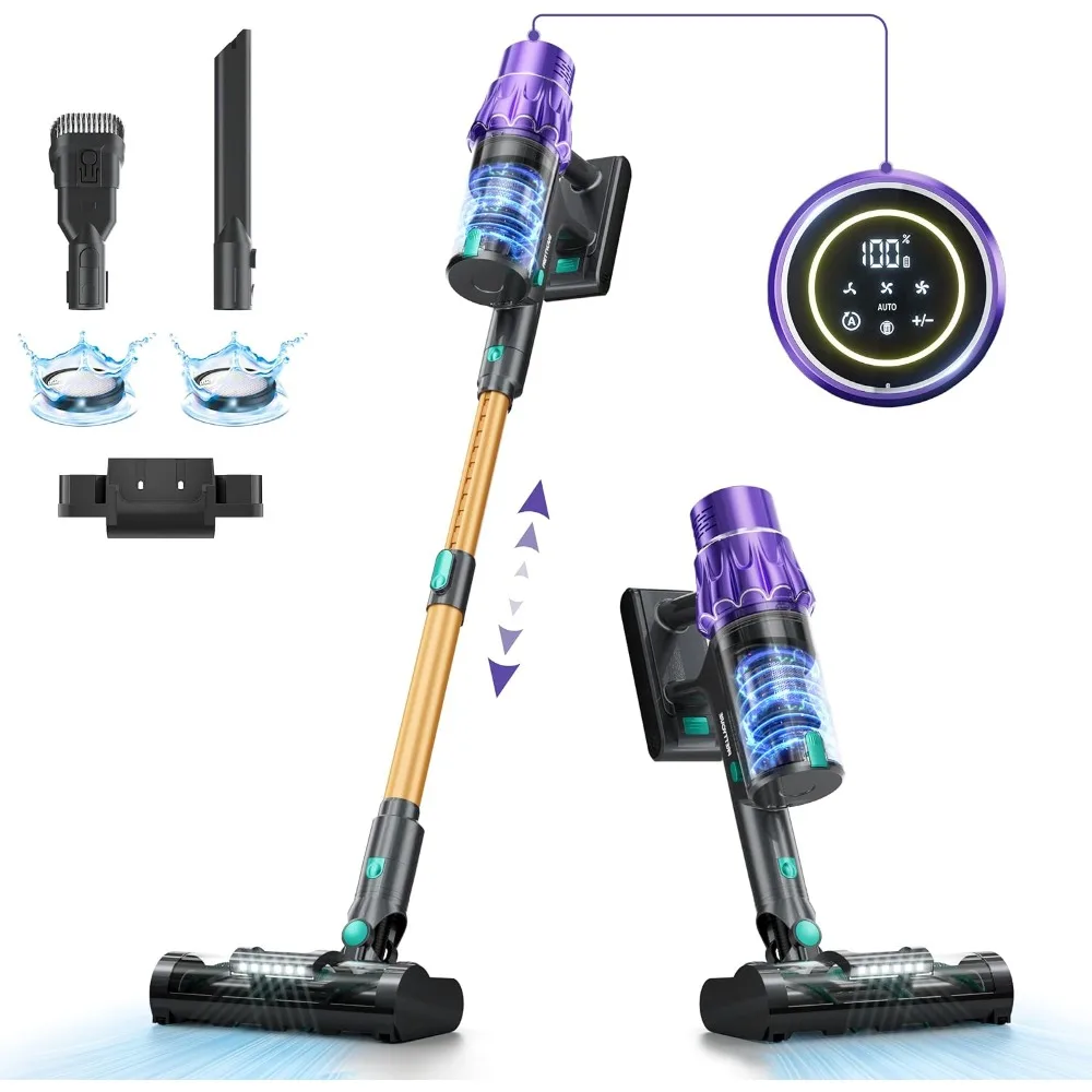 

Cordless Vacuum Cleaner, Vacuum Cleaners for Home 530W 45Kpa Powerful Suction with LED Touch Display, Rechargeable Stick