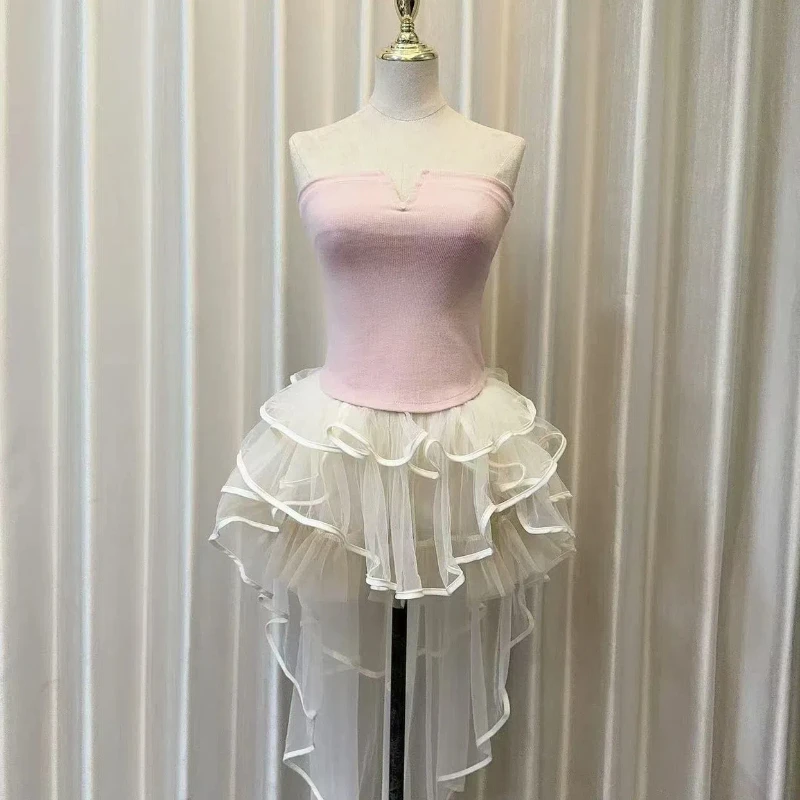 

Fashion Hotsweet Sexy 2 Piece Sets For Women Off Shoulder Top Tutu Skirt Gothic Cocktail Club Ruffles Punk Skirts