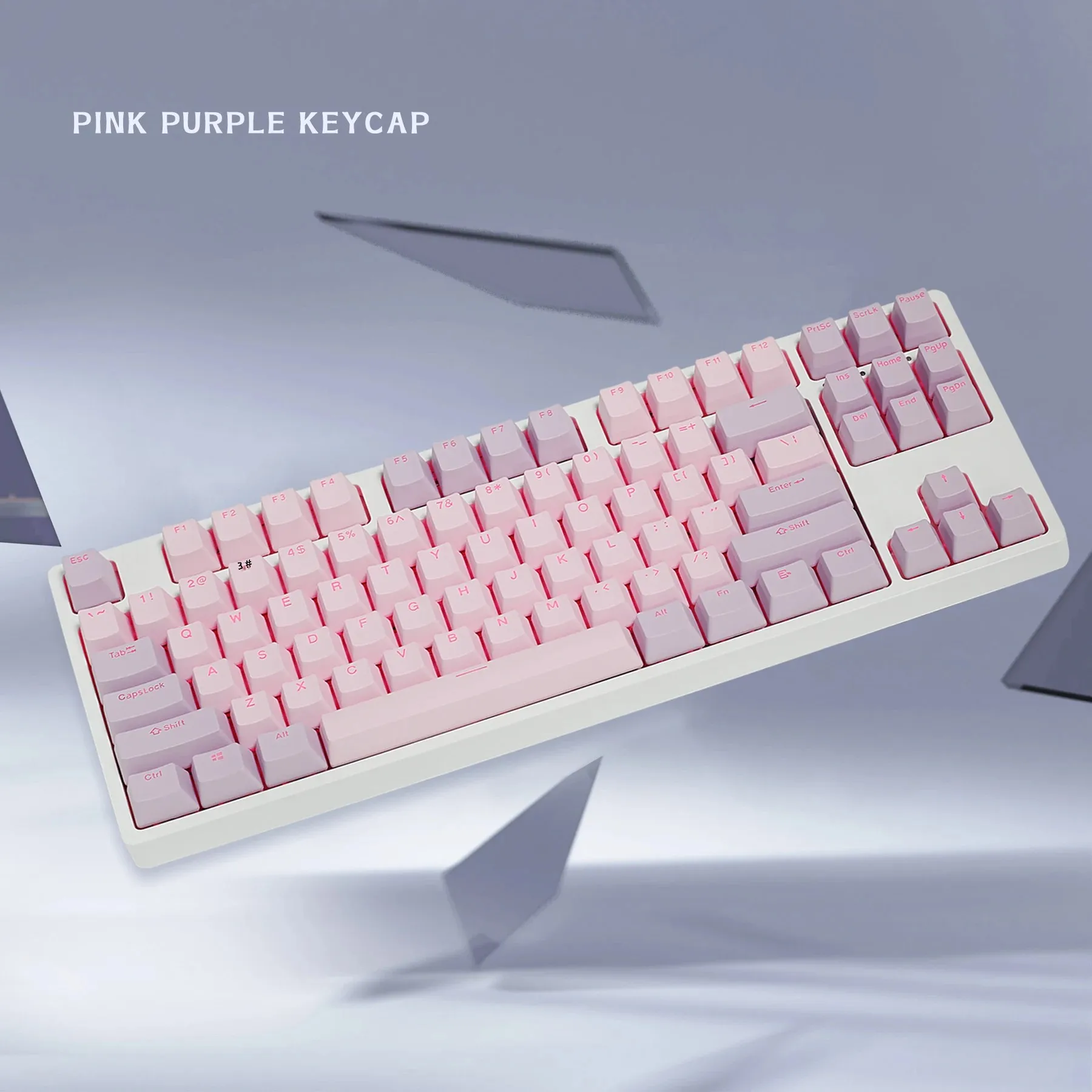 

Pink Purple Gradient 127 Key PBT Double-Shot Shine-Through Keycaps OEM Profile for Mechanical Keyboard - Gradient Color Keycap