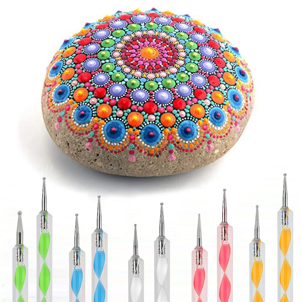 Mandala rozsianych narzędzia malowanie szablony Handwork rysunek Stylus DIY kamień tłoczenie Starter rysunek rysiki do pisania Art Kit Tools