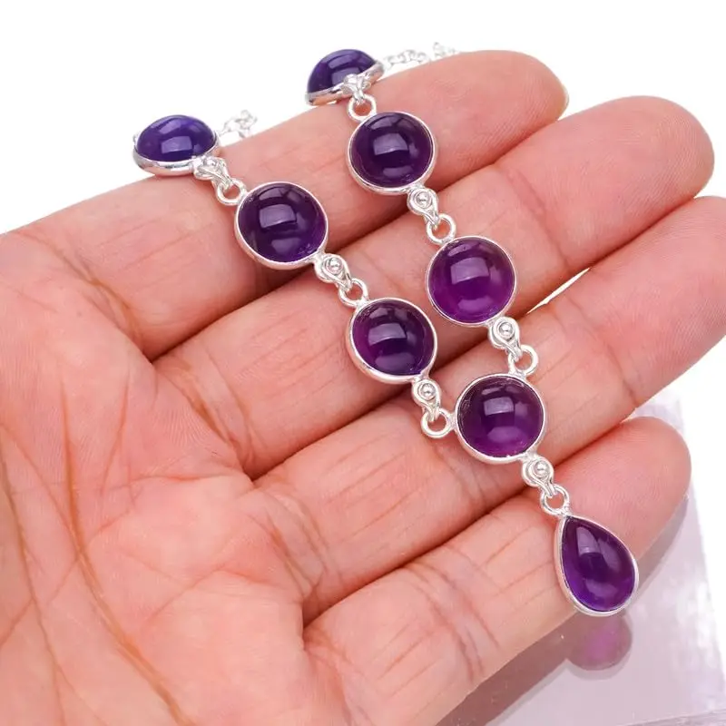 

StarGems Natural Amethyst Handmade 925 Sterling Silver Necklace 18 1/2" F6791