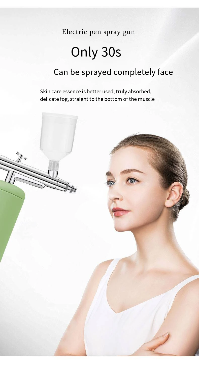 Portable USB Rechargeable Mini Electric High Pressure Oxygen Atomizer Air Compressor Spray Gun Sprayer Oxygen Injector Small Bubble Beauty Nano Skin Facial Hydration Moisturizing Skin Care Tools