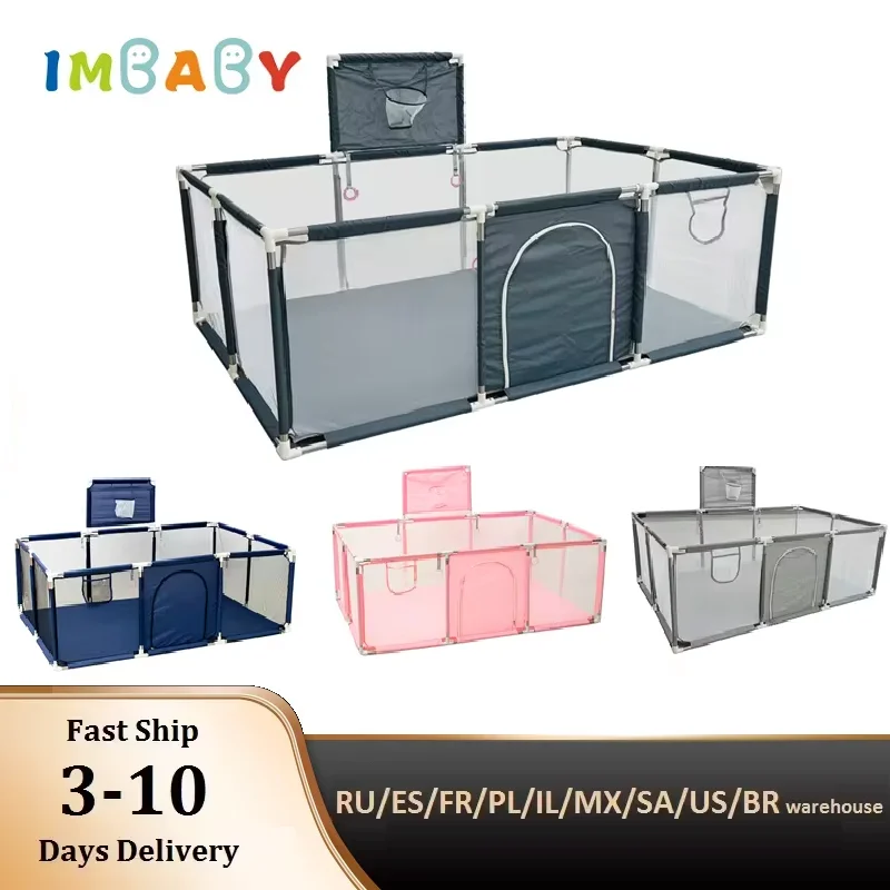 IMBABY Baby Playpens Indoor Baby Playroom Ball Box Swimming Pool Safety Corral for Baby Large Child Crawling Fence Ball Pool