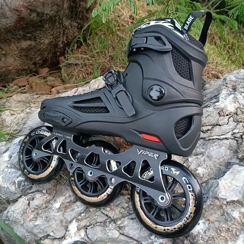 Patins de patinação de velocidade de roda grande masculino adulto patinação de velocidade profissional corrida patins de três rodas patins de rolo adulto plana