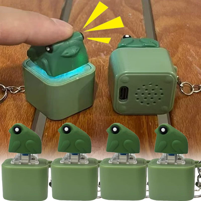 مضحك كروكينج الضفدع المفاتيح الإبداعية الضفدع لوحة المفاتيح تململ انقر الضفدع الصوت المفاتيح مع ضوء LED لسلاسل المفاتيح الإغاثة الإجهاد