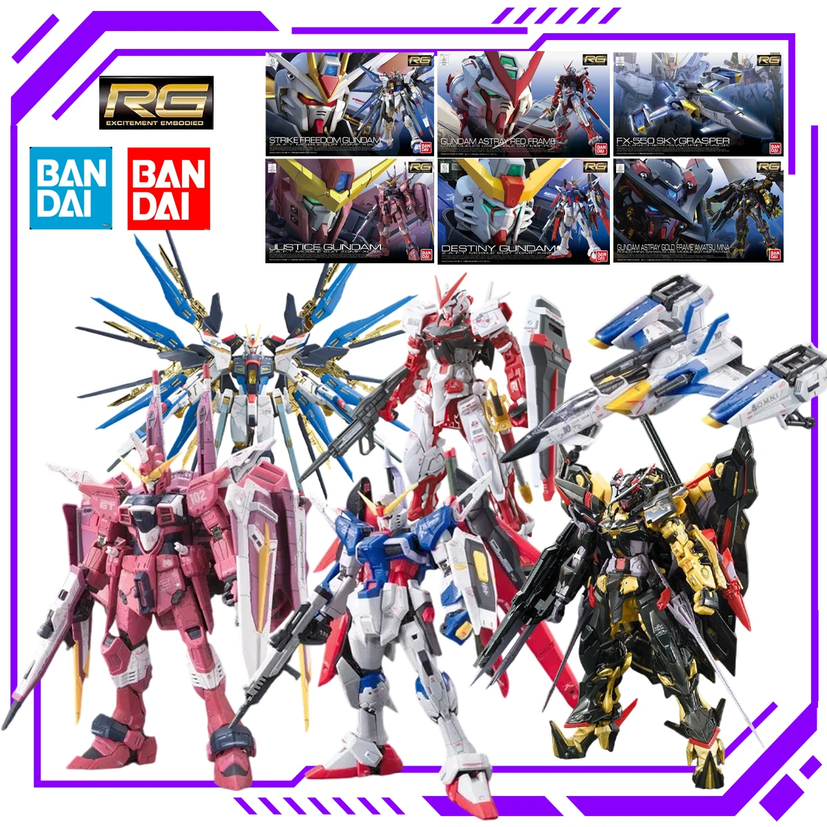 En stock, modèle original Bandai 1/144 Sky Grasper ZGMF-X42S Destiny Gundam Strike Freedom Gundam, kit de montage, cadeau de collection