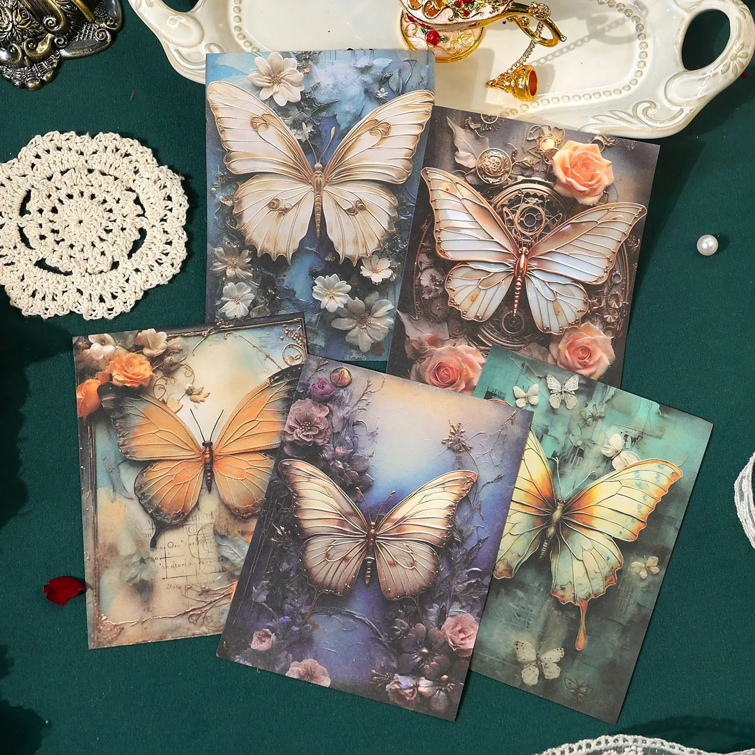 30pcs/lot Memo Pads Material Paper Romantic Butterfly Seal Junk Journal Scrapbooking Cards Retro Background Decoration Paper