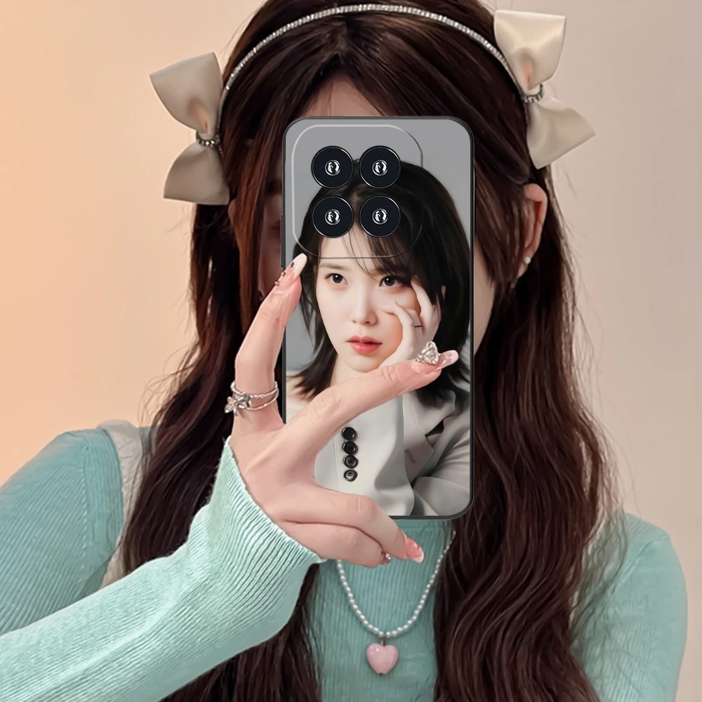 KPOP IU Lee JiEun Mobile Cell Phone Case for Xiaomi 14 13 12 11 10 9 T Ultra Lite Pro S SE X 5G Black Soft Phone Cover Shell