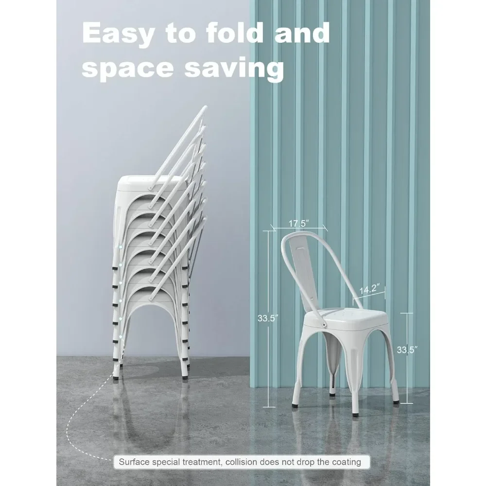 Metal Farmhouse Dining Chair – Tolix-Style for Kitchen, Café, Bistro & Patio Use, 18" Seat Height, Stackable & Water-Resistant