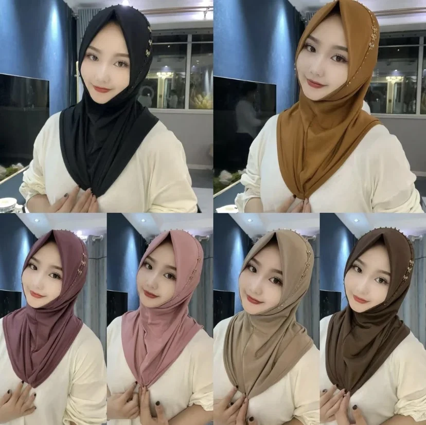 2024 Bow Sweet Girls Ready To Wear Head Cover Moslem Instant Hijab