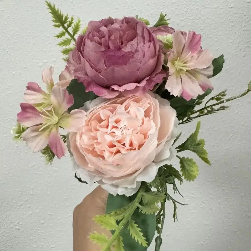 

Artificial Peony Rose Flower Bouquet Real Touch Silk Fake Flowers for Wedding Home Table Decor Photography Props Gift