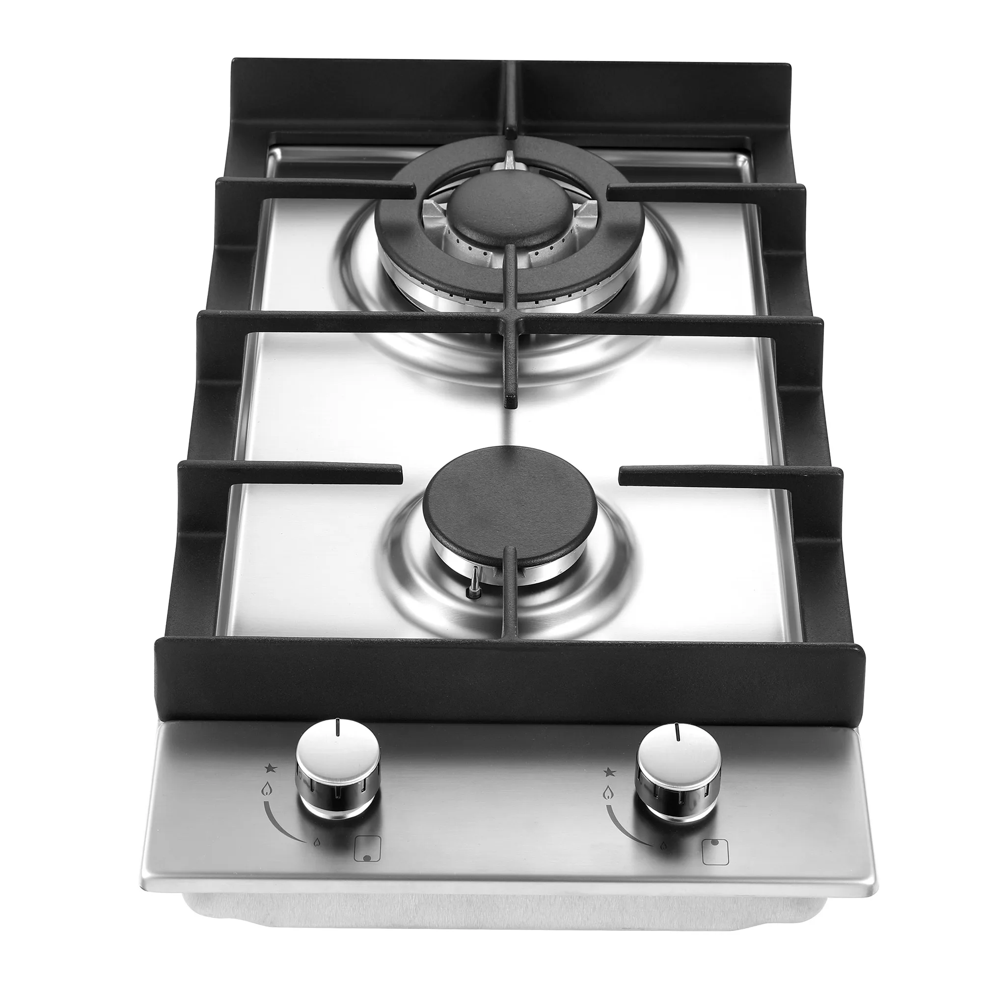 Tieasy 12 inch 2 Burner Bulit-in Stainless Steel Gas Cooktop with Thermocouple Protection GC001-122S