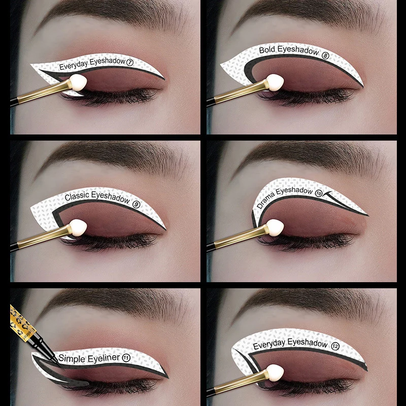12 adesivi/PC Eyeliner ombretto volpe a nove code benda sull'occhio modelli di ombretti modello modellatura stencil occhi strumenti di ausilio per il trucco