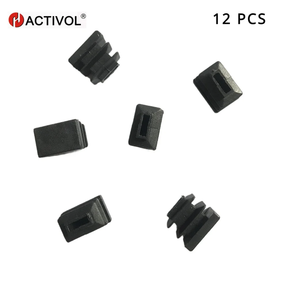 

12pcs Rectangle PP End Cap Desk Chair Furniture Leg Foot Cover Insert Black, Plastic Caps End Tube Insert for Chairs Desks Beds