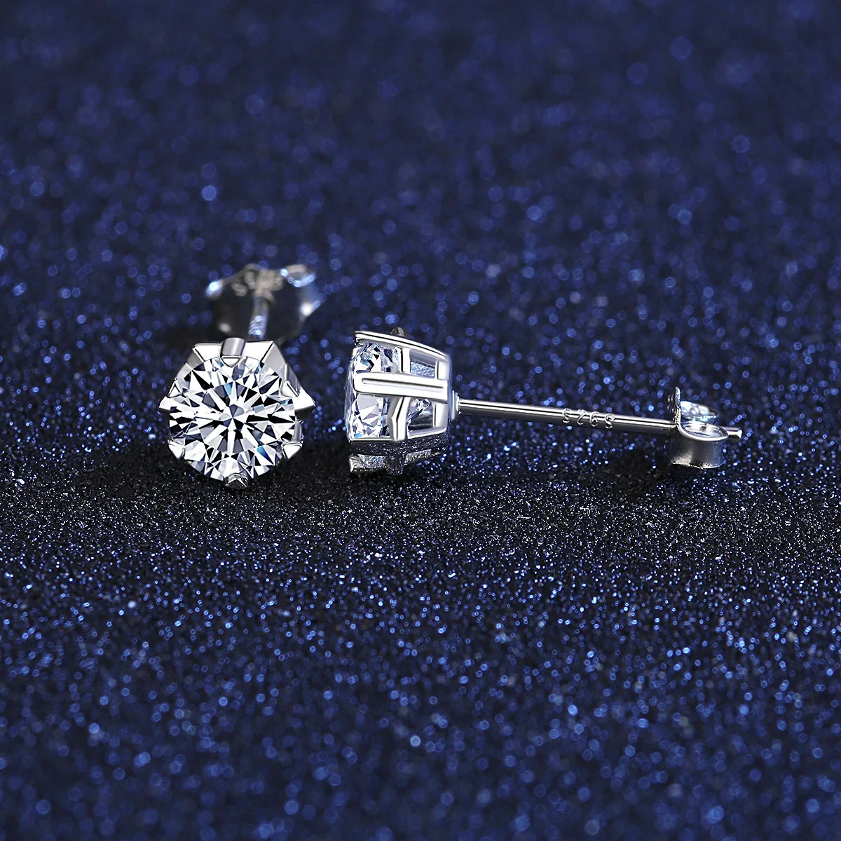 1CT Moissanite Stud Earrings, DF Color Ideal Cut Lab Created Diamond 6P 925 Sterling Silver Earrings for Women Gift