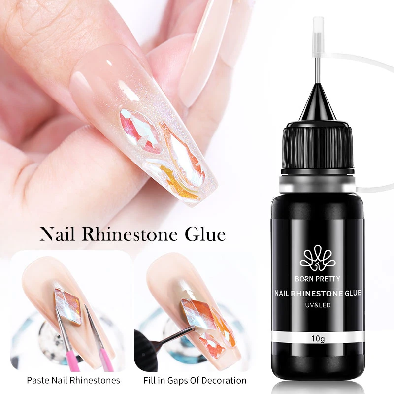 BORN PRETTY 10g Nail Rhinestone Adhesive Glue For Stick The Drill Tranparent Nail Glue Soak Off UV LED Nail Art Gel Varnish