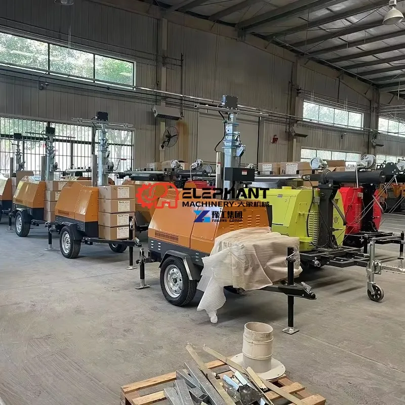Mobile LED Tower Light 7m Telescopic Mast IP67 360 Beam Angle CE Diesel Generator for Outdoor Emergency Construction Lighting