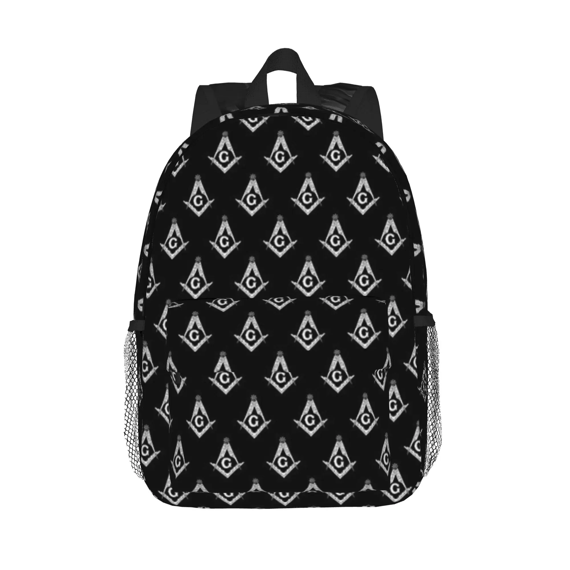 Freemason Pattern Gold Blue Square and Compass Masonic Backpack Hot Sale Daypack Boys Girls BookBag Shoulder Bags School Bag