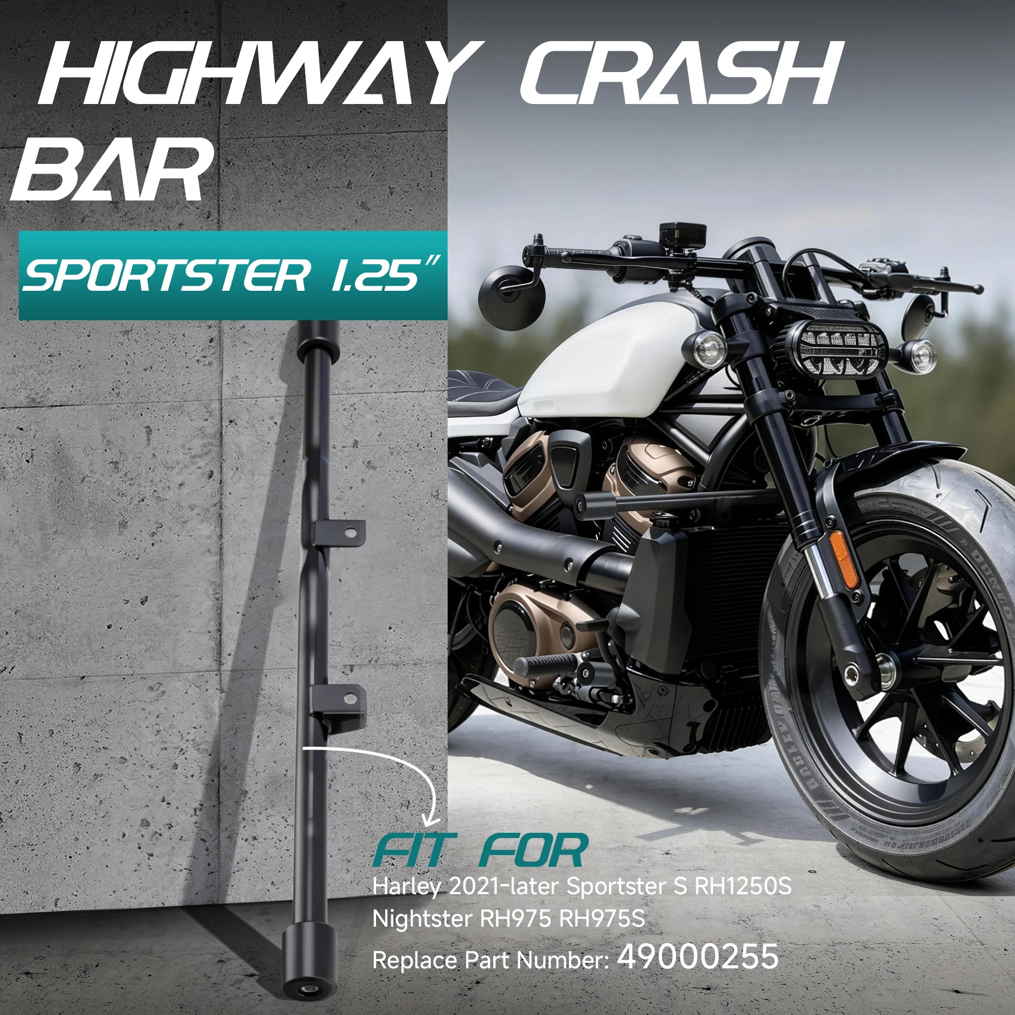 Sportster Flat-Out Engine Guard Highway Front Crash Bar for Harley 2021-Later Sportster S RH1250S Nightster RH975 RH975S