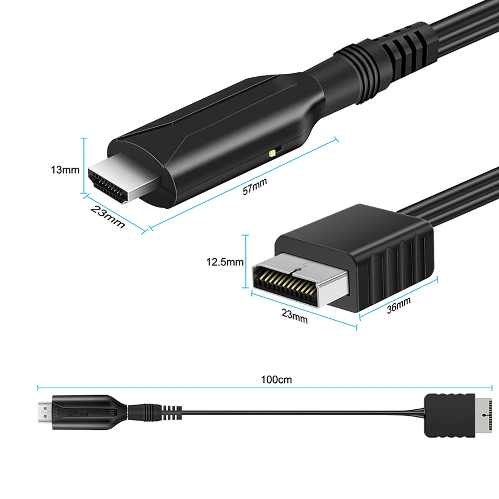 Portable PS2 to HDMI-compatible Audio Video Converter Supports for PS2/PS1 Display Modes for HDTV PC Cable Adapter