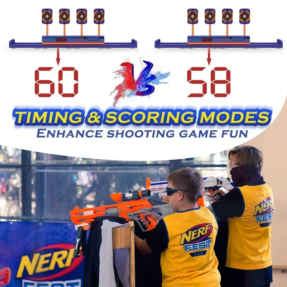 Targets for Nerf Guns Auto Reset Electric Shooting Target Accessories Kids Sound Light Shooting Game Toys High Precision Scoring