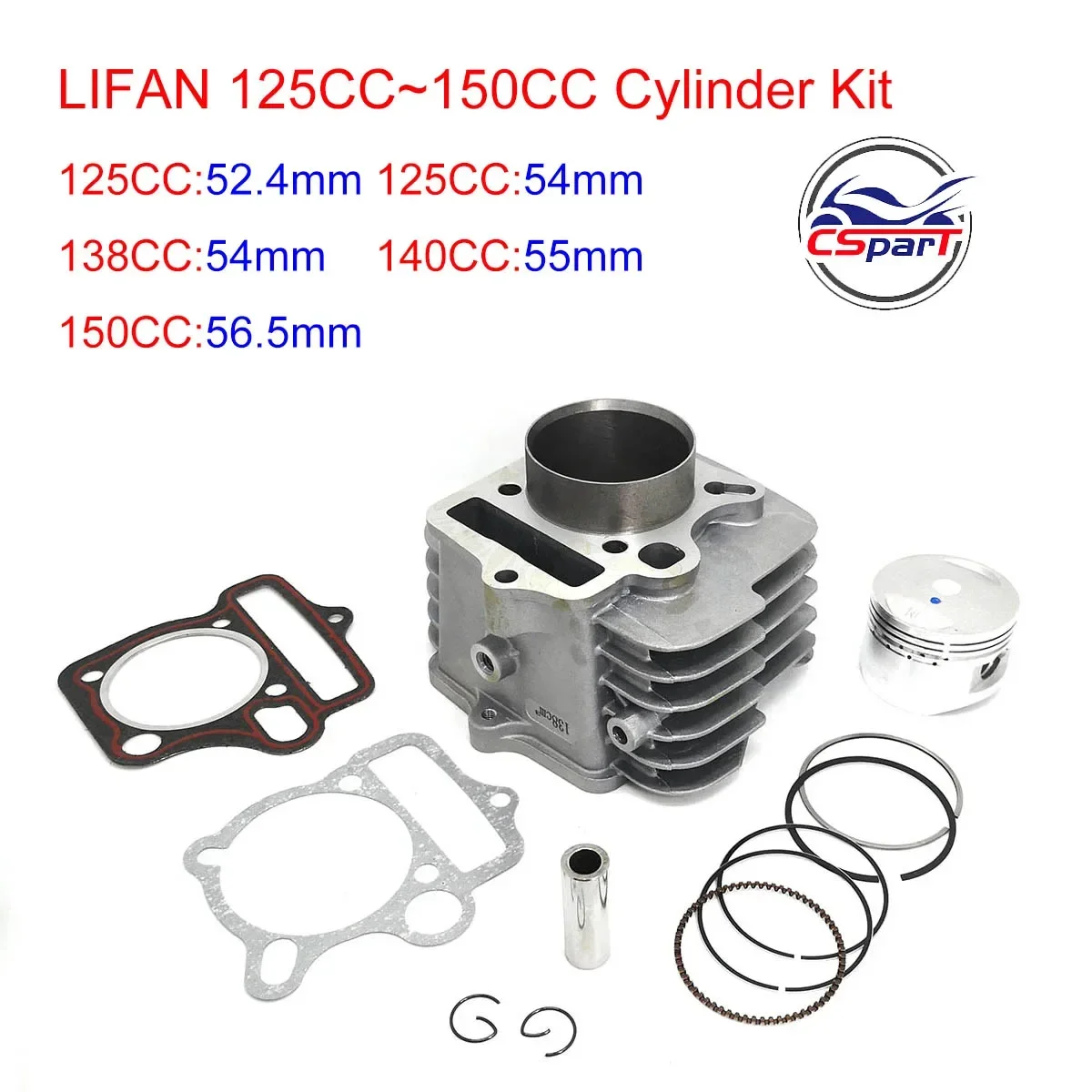 52.4mm 54mm 55mm 56.5mm zestaw siłowników Lifan 125CC 138CC 140CC 150CC 1P52FMI 1P54FMI 1P55FMJ 1P56FMJ silnika Pit motor terenowy części