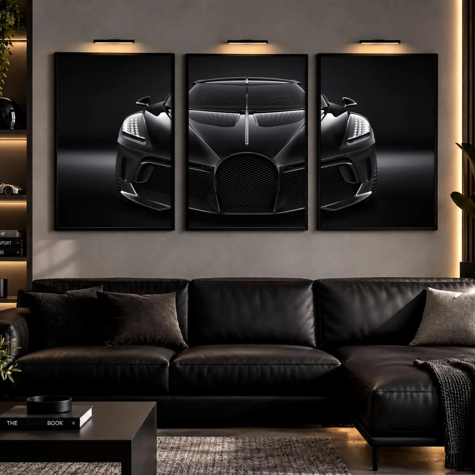 3pc Black Hypercar Painting Calligraphy Canvas Poster Set Wall Art Prints for Bedroom Living Room Home Decor Gift