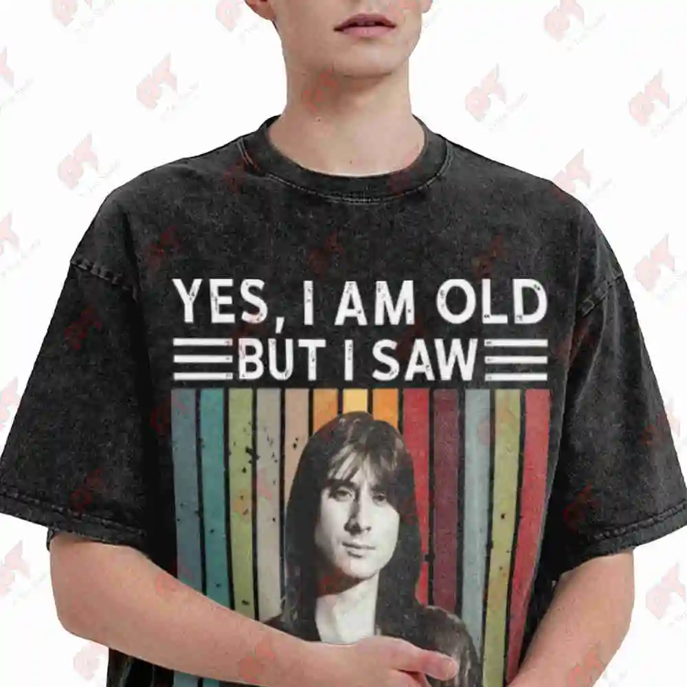 Yes I Am Old But Saw Steve Perry On Stage Vintage Washed Tee Pure Cotton T-Shirt